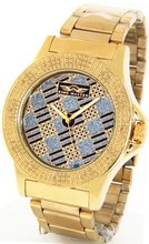 King Master Genuine Diamond 18K Gold Case Metal Band w/ 2 Interchangeable Bands #KM-563
