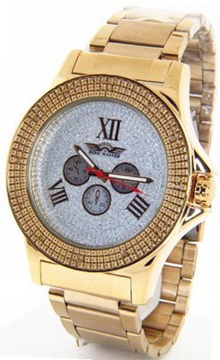 King Master Genuine Diamond 18K Gold Case Metal Band w/ 2 Interchangeable Bands #KM-564