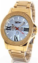 King Master Genuine Diamond 18K Gold Tone Case Metal Band w/ 2 Interchangeable Bands #KM-560