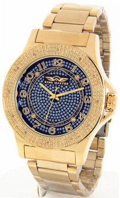 King Master Genuine Diamond 18K Gold Tone Case Metal Band w/ 2 Interchangeable Bands #KM-562