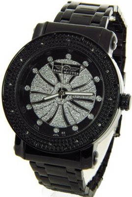 King Master Genuine Diamond Black Case Metal Band w/ 2 Interchangeable Bands #KM-544