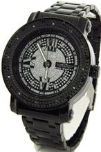 King Master Genuine Diamond Black Case Metal Band w/ 2 Interchangeable Bands #KM-553