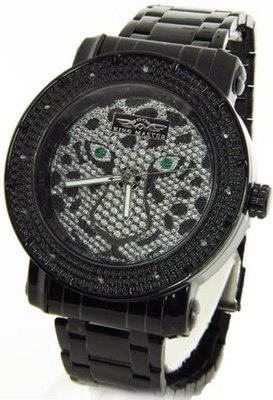 King Master Genuine Diamond Black Case Metal Band w/ 2 Interchangeable Bands #KM-556
