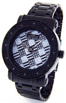 King Master Genuine Real Diamond Black Case Metal Band #KM-671