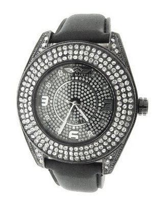 King Master Jumbo 55mm Round 12 Diamonds Silver Tone Case