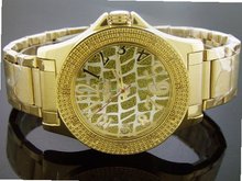 King Master Quartz Yellow Gold Tone Case 12 Diamond Square Yellow Face