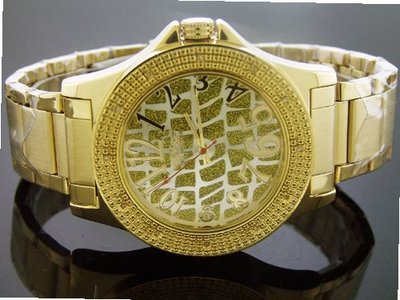 King Master Quartz Yellow Gold Tone Case 12 Diamond Square Yellow Face