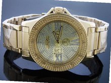King Master Quartz Yellow Gold Tone Case 12 Diamond Yellow Gold Face