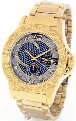 King Master Real Diamond Super Techno Black Case Metal Band w/ 2 Interchangeable Bands #KM-676