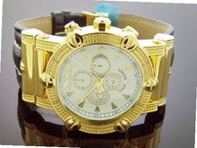 New King Master 20 Diamond 46mm Round Yellow Gold Tone Case White Face