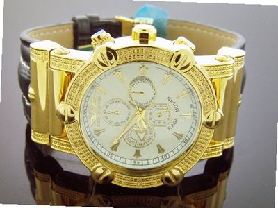 New King Master 20 Diamond 46mm Round Yellow Gold Tone Case White Face