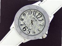 New King Master 50mm Round 12 Diamond Silver Color Face White Band