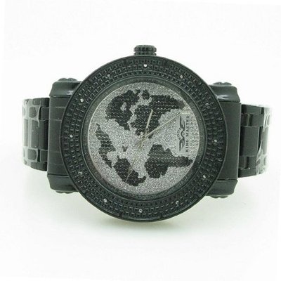 New King Master All Black World Map Face 12 Genuine Diamond KM1049