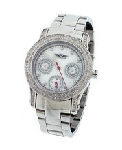 uKing Master Ladies Swiss Master 164 Diamonds Silver Round Case White Dial 