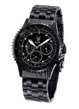 Black Bracelet Big Dial Diamond Accent Multifunction Day Date Konigswerk SQ201458G