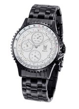 Black Bracelet White Dial Diamond Accent Multifunction Day Date Konigswerk SQ201419G