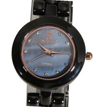 Black Ceramic Petite Mother Pearl CZ Diamond Dial Konigswerk CQ39L