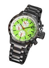 Black Designer Metal Bracelet Large Face Lime Green Dial Multifunction Day Date Konigswerk AQ201738G