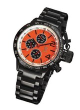 Black Designer Metal Bracelet Orange Dial Large Face Multifunction Day Date Konigswerk AQ201739G