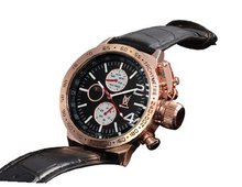 Black Dress Leather Strap Rose Gold Case Multifunction Day Date Moon Phase Konigswerk AQ201768G