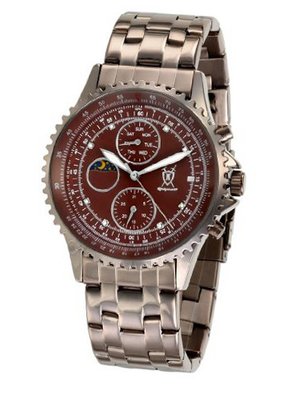 Brown Bracelet Multifunction Diamond Accent Dial Day Date Moon Phase Konigswerk SQ201444G