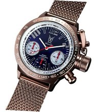 Chronograph Metallic Brown Mesh Band Large Face German Design Konigswerk AQ100123G