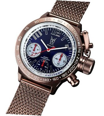 Chronograph Metallic Brown Mesh Band Large Face German Design Konigswerk AQ100123G