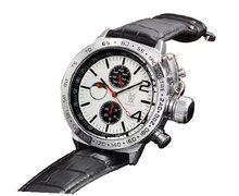 Classic Black Leather Large Silver Case Multifunction Day Date Moon Phase Konigswerk AQ201764G