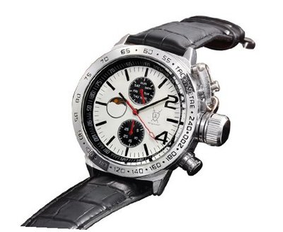 Classic Black Leather Large Silver Case Multifunction Day Date Moon Phase Konigswerk AQ201764G