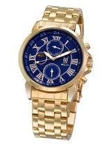 Classic Gold Bracelet Blue Dial Roman Numerals Day Date Sun Moon Display Konigswerk AQ101091G-1