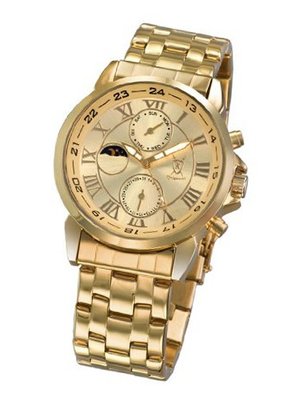 Classic Gold Bracelet Roman Numerals Day Date Sun Moon Display Konigswerk AQ101092G