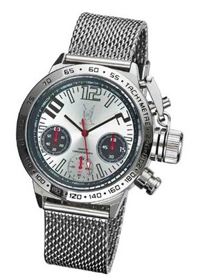 Designer Chronograph Big Face Silver Mesh Bracelet Konigswerk AQ100121G