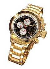 Gold Bracelet Black Dial Large Face Multifunction Day Date Konigswerk AQ201742G