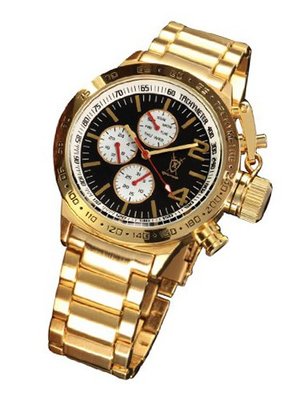 Gold Bracelet Black Dial Large Face Multifunction Day Date Konigswerk AQ201742G