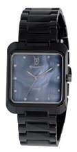 Ladies Square Black Ceramic Mother Pearl CZ Diamond Dial Konigswerk CQ62L