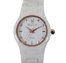 Ladies White Ceramic Petite Rose Gold Bezel Hour Markers Konigswerk CQ30L