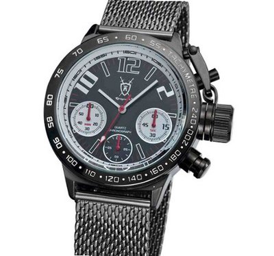 Large Face Chronograph All Black Mesh Bracelet Konigswerk AQ100120G