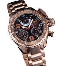 Perpetual Calendar Quartz Chronograph Rose Gold Bracelet Black Dial Large Face Konigswerk AQ202399G