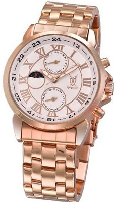 Rose Gold Bracelet Roman Numerals Day Date Sun Moon Display Konigswerk AQ202461G