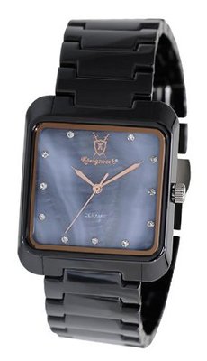 Square Black Ceramic Mother Pearl CZ Diamond Dial Konigswerk CQ61L