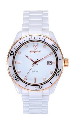 White Dress with Rose Gold Bezel Markers Designer Konigswerk CQ52G