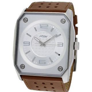 Kr3w Stealth Silver Dial Stainless Steel Brown Leather K1016B