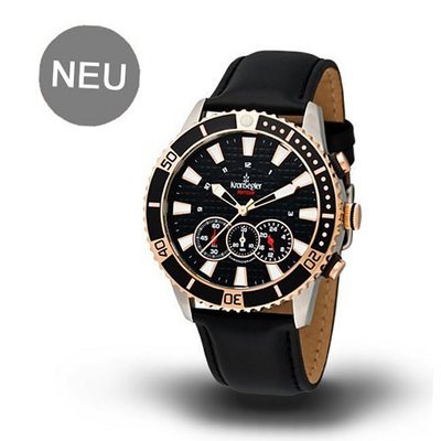 Kronsegler Akteur Chronograph steel-black/Rosè m. Lederband