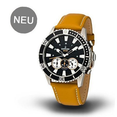 Kronsegler Akteur Chronograph steel-black/steel m. Lederband