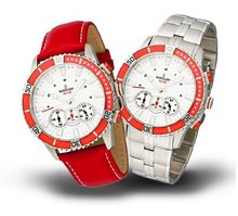 Kronsegler Akteur Chronograph steel-silvern/red w. steelstrap