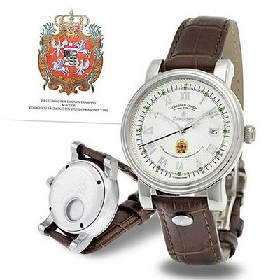 Kronsegler Dresden Green 's Diamond Automatic rhod. - silver