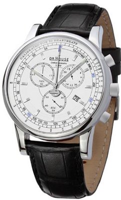 Kronsegler House M.D. 7122 Analog Quartz with Chronograph, White Dial, Black Strap