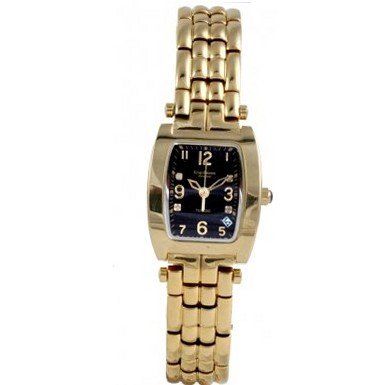 Krug Baumen 1965DLG Tuxedo Gold 4 Diamond Black Dial Gold Strap