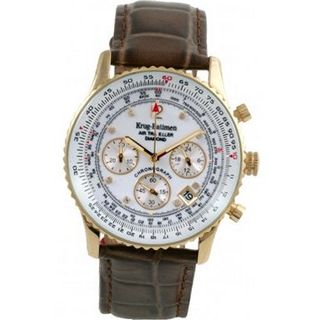 Krug Baumen 400201DS Air Traveller White Dial Brown Strap