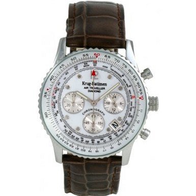 Krug Baumen 400501DS Air Traveller White Dial Brown Strap